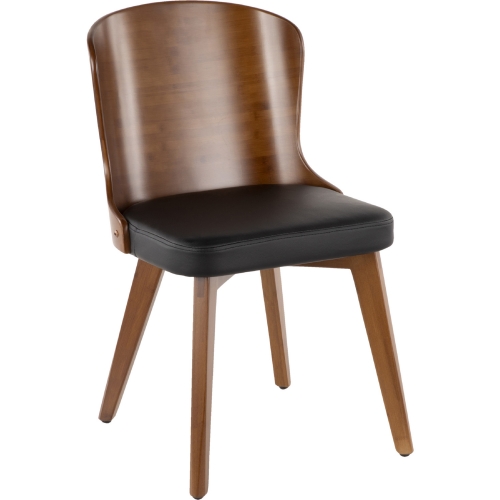 Bocello Dining Chair in Black Leatherette & Walnut Finish